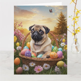 Pug Easter Eggs Card