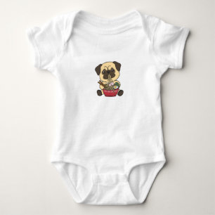 Pug Eat Ramen Cute Kawaii Noodles Dogs Baby Bodysuit