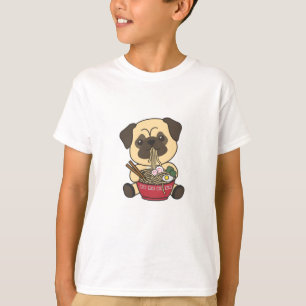 Pug Eat Ramen Cute Kawaii Noodles Dogs T-Shirt