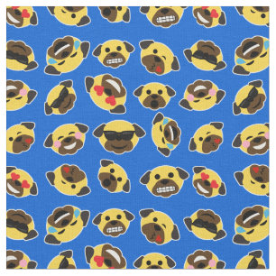 Pug Emoji Emoticon Pattern Fabric