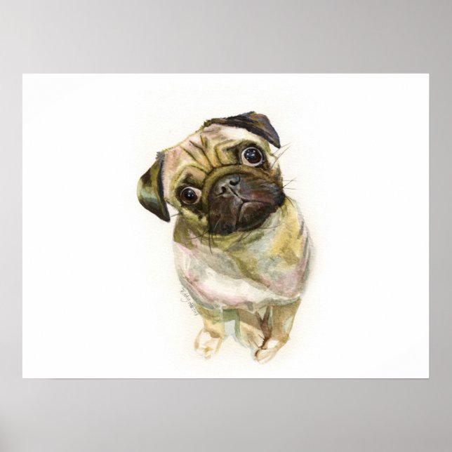 Pug Face Art Print | Cute Pug Dog (Front)