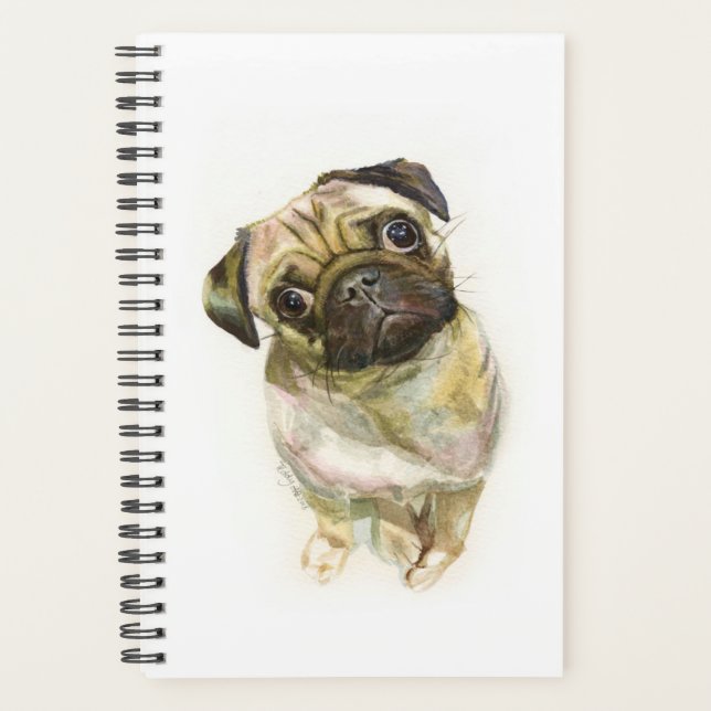 Pug Face Art Print | Cute Pug Dog Planner (Front)