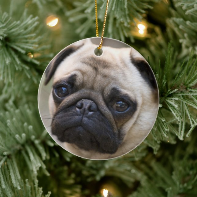 Pug Face Ceramic Ornament (Tree)