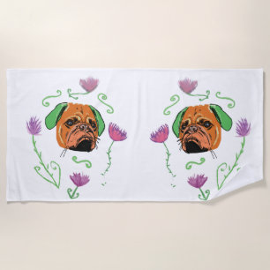 Pug Face, Dog Art Beach Towel
