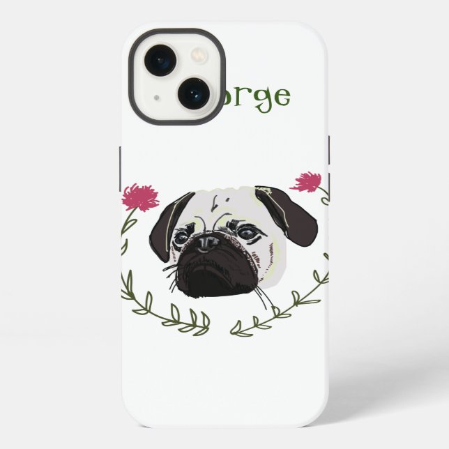 Pug Face, Dog Art iPhone Case (Back)