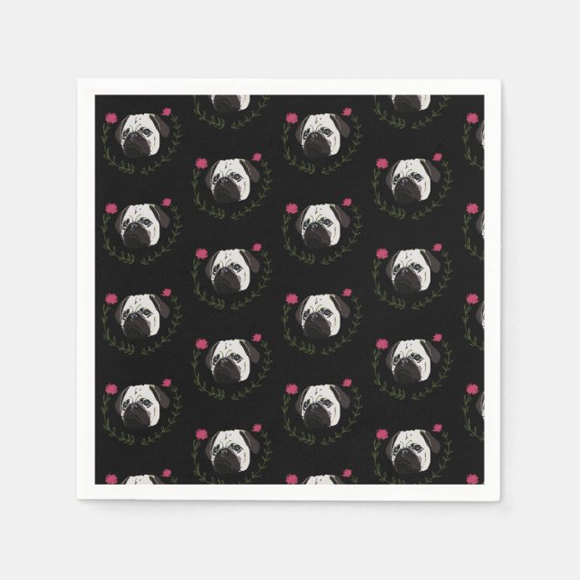 Pug Face, Dog Art Napkin (Front)