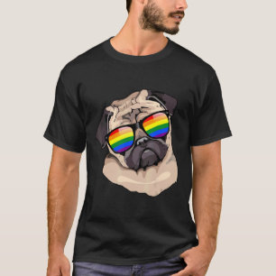 Pug Face Rainbow Sunglasses Gay Pride Lgbt Gifts T-Shirt