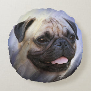 Pug face round pillow