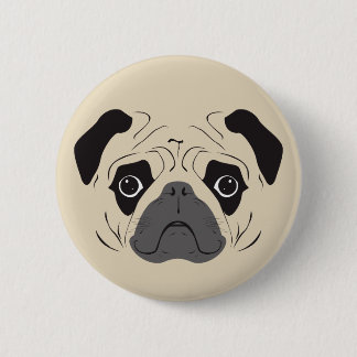 Pug Face Silhouette 2 Inch Round Button