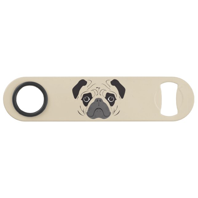 Pug Face Silhouette Bar Key (Front (Horizontal))