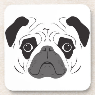 Pug Face Silhouette Coaster