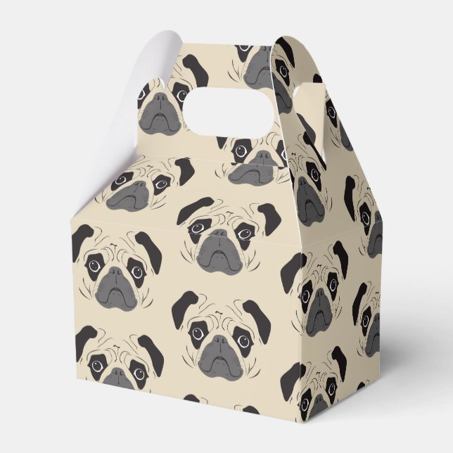 Pug Face Silhouette Favor Box (Back Side)