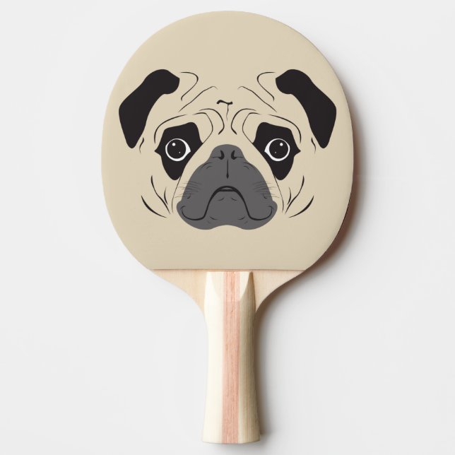 Pug Face Silhouette Ping Pong Paddle (Front)