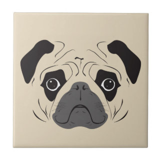 Pug Face Silhouette Tile