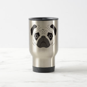 Pug Face Silhouette Travel Mug