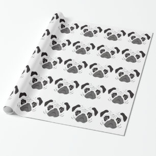 Pug Face Silhouette Wrapping Paper
