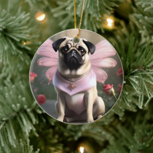 Pug Fairy Princess, Ceramic Ornament