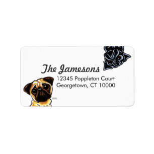 Pug Family Pet Name Personalized Custom Colour Label