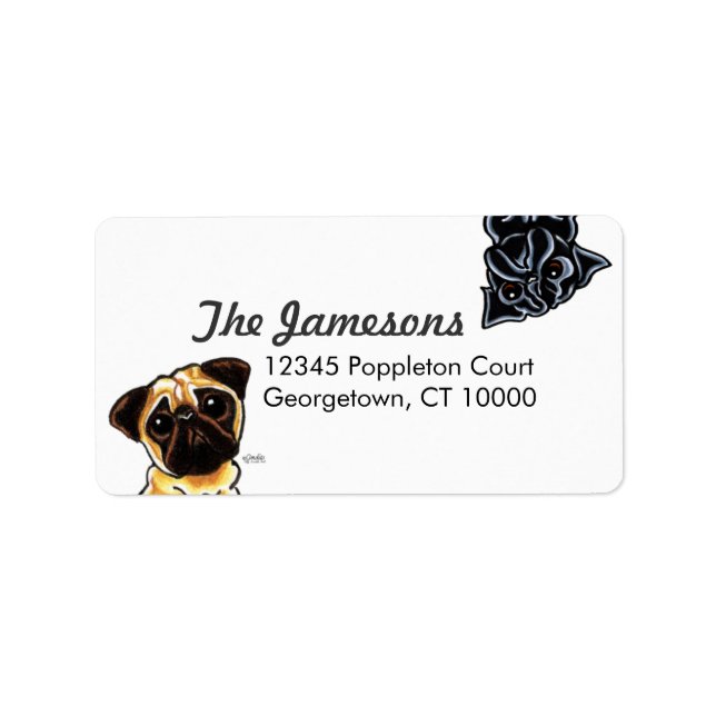 Pug Family Pet Name Personalized Custom Colour Label (Front)