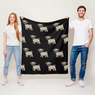 Pug Fawn Cartoon Fleece Blanket