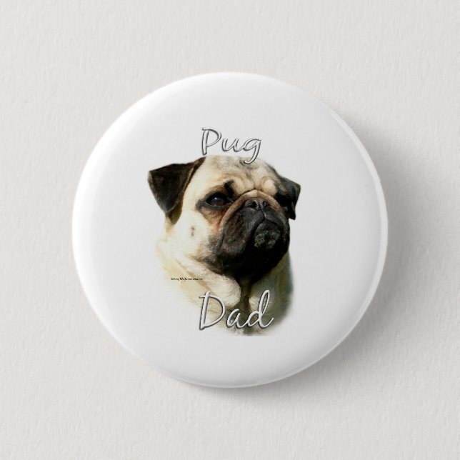Pug (fawn) Dad 2 Inch Round Button (Front)