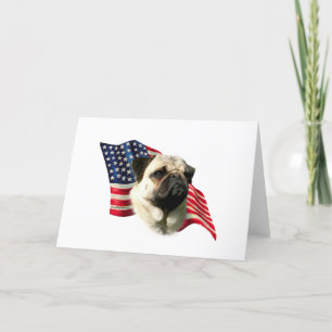 Pug (fawn) Flag Card