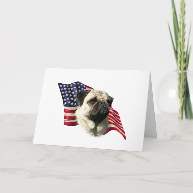 Pug (fawn) Flag Card (Front)