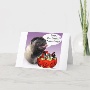 Pug (fawn) Halloween Candy Card