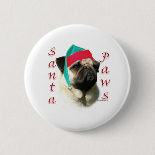 Pug (fawn) Santa Paws 2 Inch Round Button
