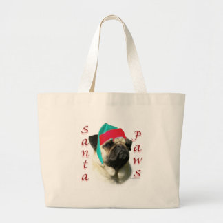 Pug (fawn) Santa Paws Large Tote Bag