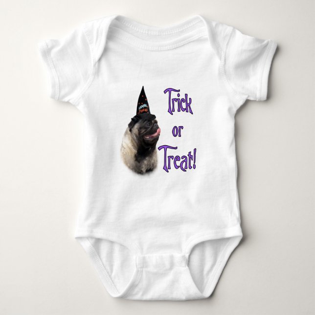 Pug (fawn) Trick Baby Bodysuit (Front)