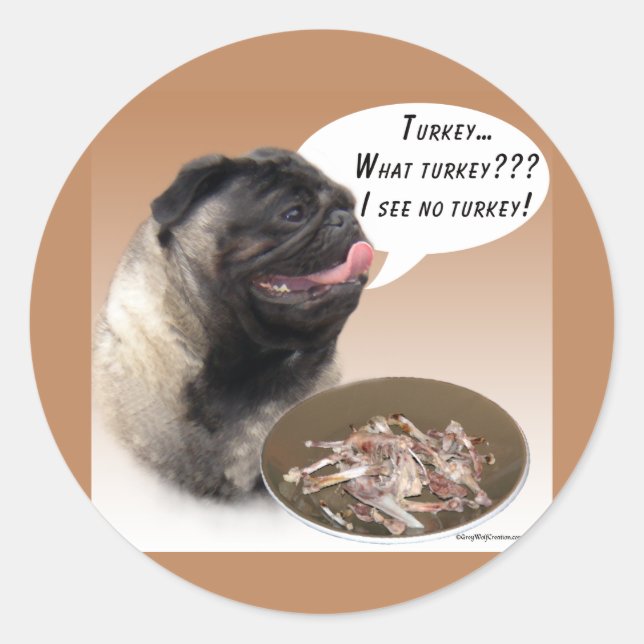 Pug (fawn) Turkey Classic Round Sticker (Front)