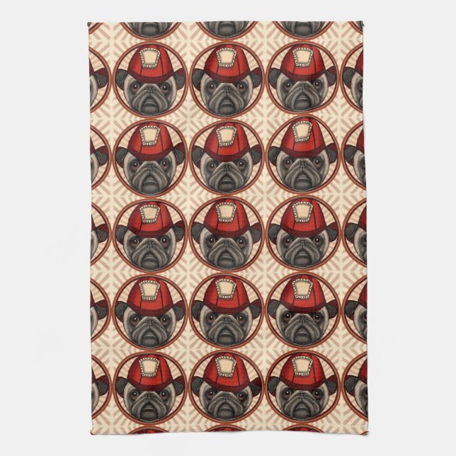Pug Firefighter  Kitchen Towel (Vertical)