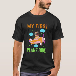 Pug First Time Flying Airplane Ride  Boys Girls T-Shirt