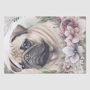 Pug Floral Dog Tissue Paper