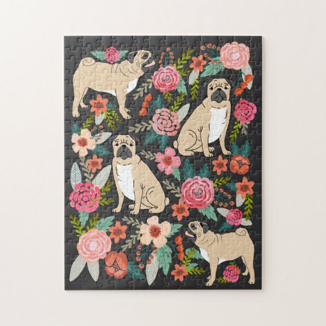 Pug Florals Jigsaw Puzzle (Vertical)