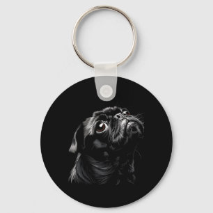 Pug For Dog Mom Dad Funny Cute Black Pug Men Women Keychain
