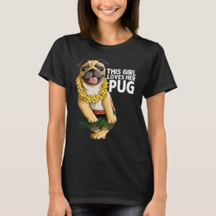 Pug For Girls Kids Hula Dancer Aloha Pug T-Shirt
