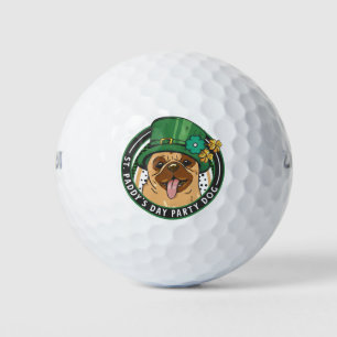 Pug for St Patrick's Day Paddy Party  Golf Balls