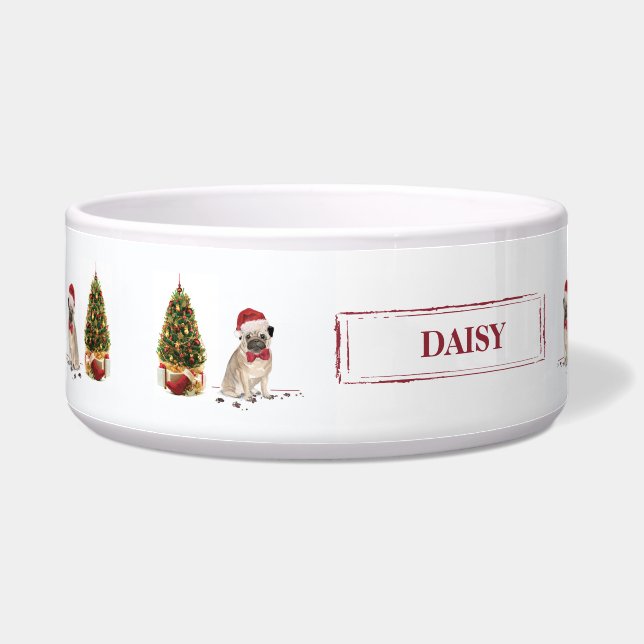 Pug Funny Christmas Dog with Tree (Left)