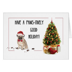 Pug Funny Christmas Dog with Tree