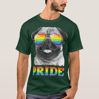 Pug Gay Pride LGBT Rainbow Flag Sunglasses T LGBT T-Shirt