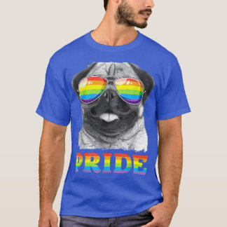 Pug Gay Pride LGBT Rainbow Flag Sunglasses T LGBT T-Shirt