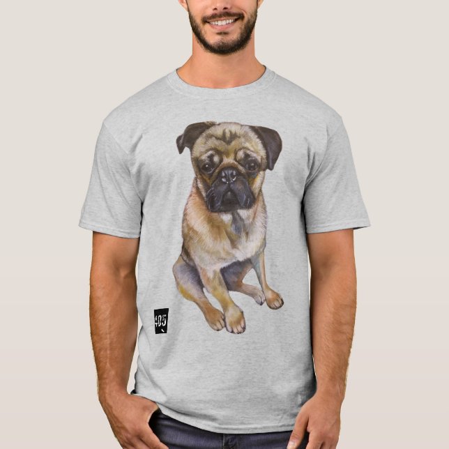 Pug Gaze T-Shirt – Chalk Art Style (Front)