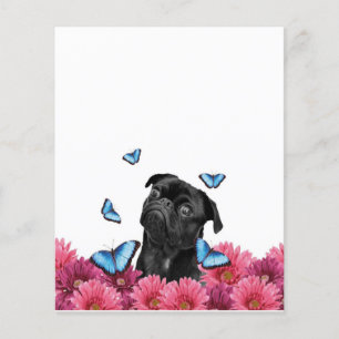 Pug Gerbera Butterflies Cute Black Dog Flyer