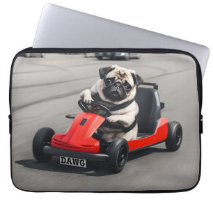Pug go-kart racing laptop sleeve