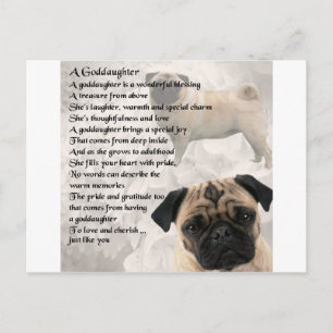 Pug - Goddaughter Poem Postcard