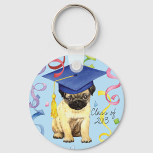 Pug Graduate Keychain