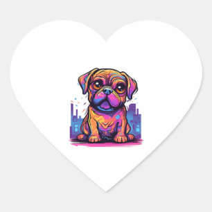 Pug Graffiti Pug Owner Pug Lover Heart Sticker