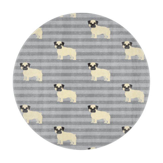 Pug Gray Lined Cutting Board (Front)